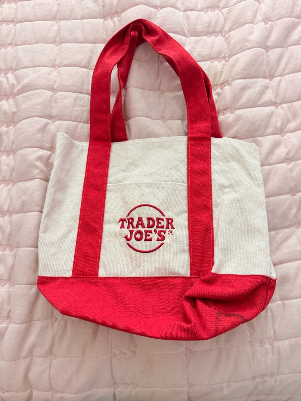 Trader Joe’s Red & White Mini Canvas Tote Bag